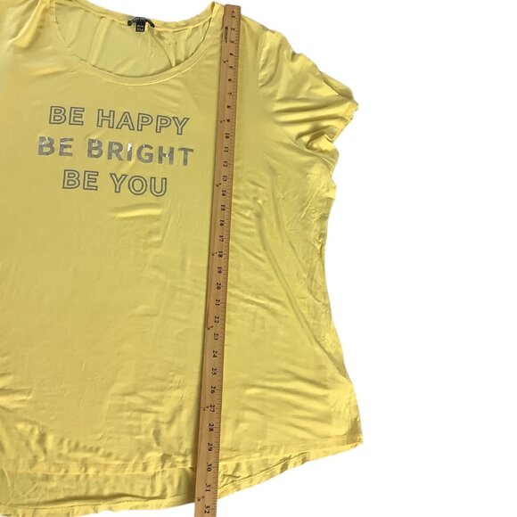 Lane Bryant Womens Plus Size 26/28 Yellow Graphic Tee "Be Happy Be Bright Be You - Picture 7 of 12